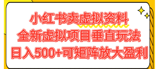 卖虚拟资料500+，全新虚拟项目垂直玩法， 可矩阵放大盈利!