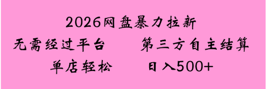 2026网盘拉新全新玩法小白