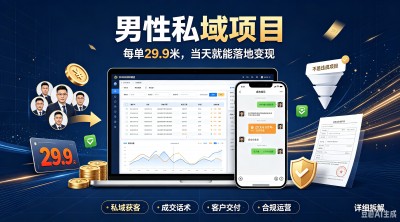 男性私域项目，每单29.9米，每日3000+