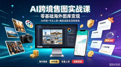 AI跨境售图实战课，零基础海外图库变现