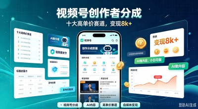 视频号创作者分成，十大高单价赛道，变现 8k+