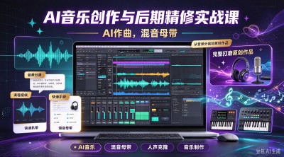 AI音乐创作与后期精修实战，完整打磨原创音乐作品，轻松变现