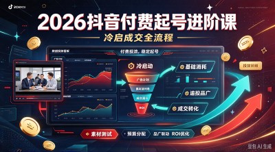 2026 抖音付费起号进阶课，冷启成交全流程