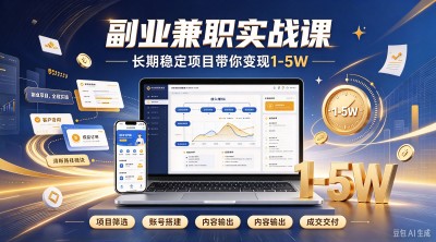 副业兼职实战课，长期稳定项目带你变现 1-5W