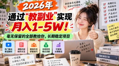 “教副业”实现月入1-5W！长期稳定