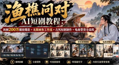 渔樵问对AI短剧教程：拆解200万播放爆款+无限画布工作流