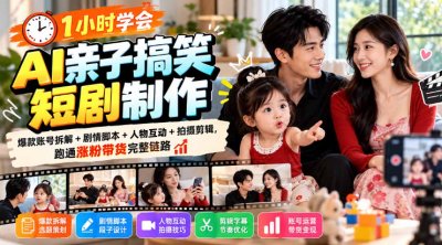 1小时学会AI亲子搞笑短剧制作