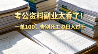 告别死工资，考公资料副业太香了！