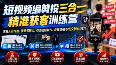 短视频编剪投三合一精准获客训练营